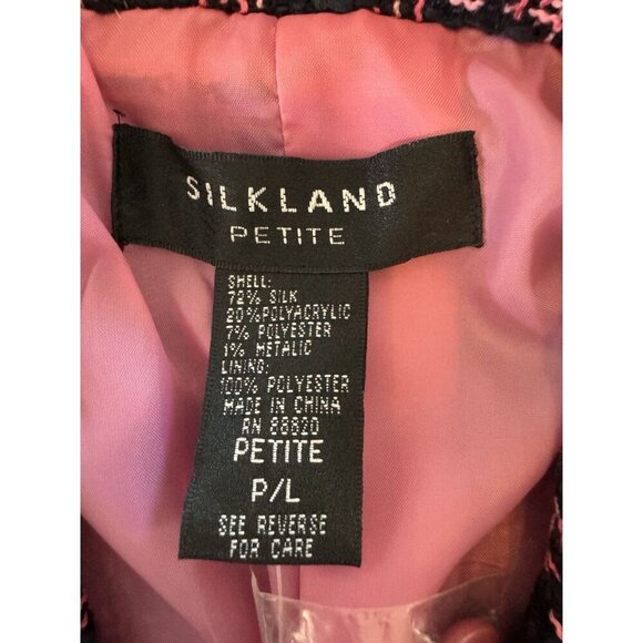NWT Silkland Petite Tweed Jacket Women’s Large LP Pink Silk Blend Raw Hem Career - Picture 3 of 13